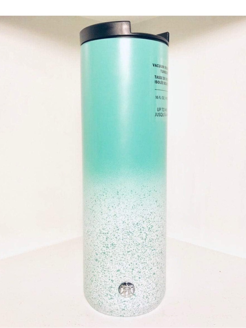 Starbucks 16 oz Aqua Ombre Glitter Travel Tumbler